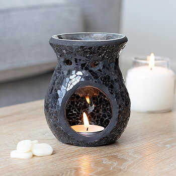 Liten Svart färgad spegeleffekt/Mosaik  Aromalampa