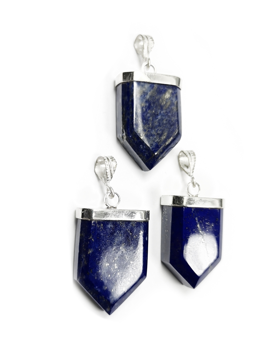 Lapis Lazuli Bredspets Hänge med Silver top