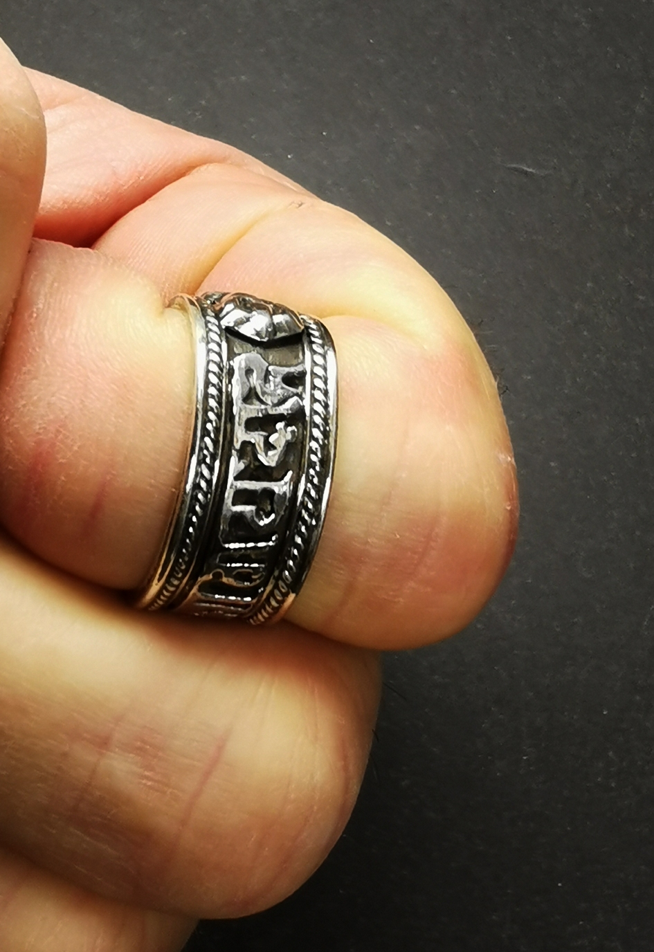 Tibetansk Mantra Ring i Silver - One size - 2