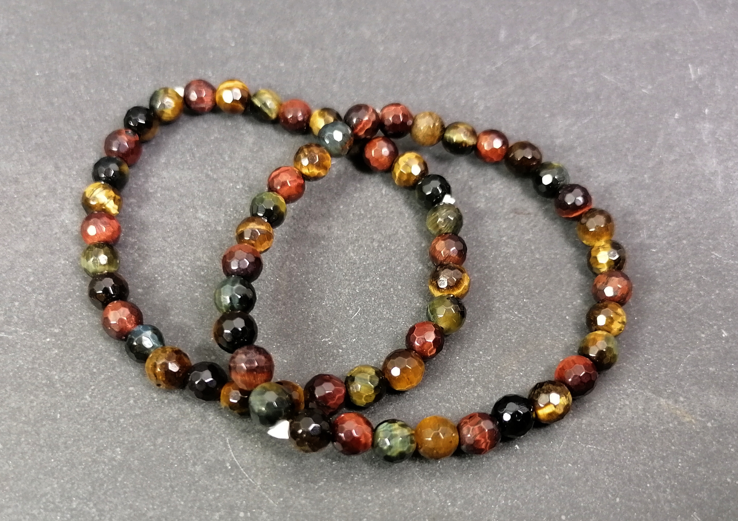 Fasettslipad Tigeröga MIX armband  - 8mm pärlor