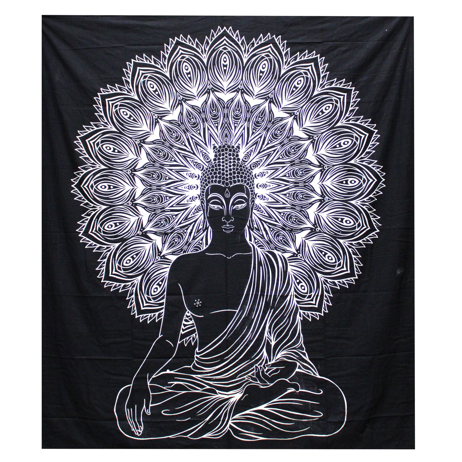 Buddha Väggbonad / Sängöverkast - Svart/Vit