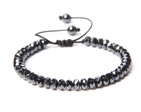 Hematit  Armband med fasettslipade pärlor - Oval