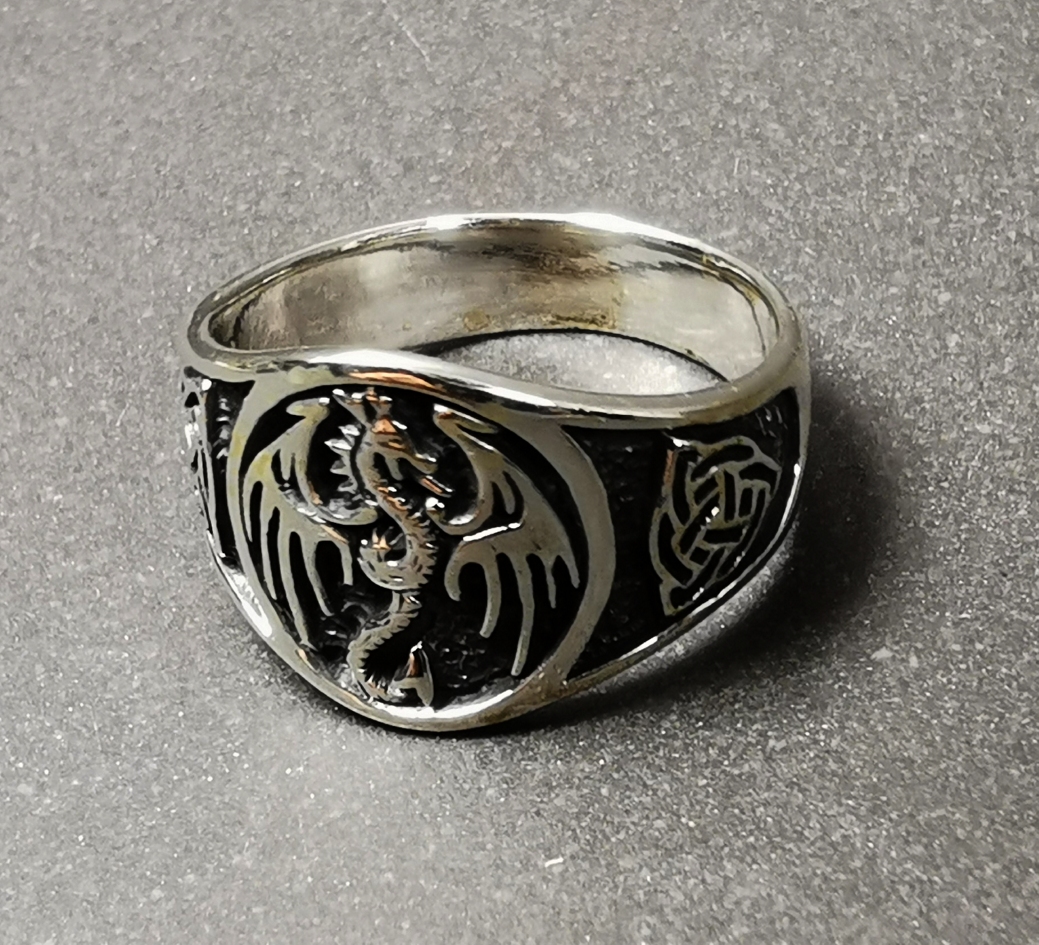 Bevingad drake ring i Silver  - 3