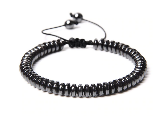 Hematit  Armband med diskformade pärlor
