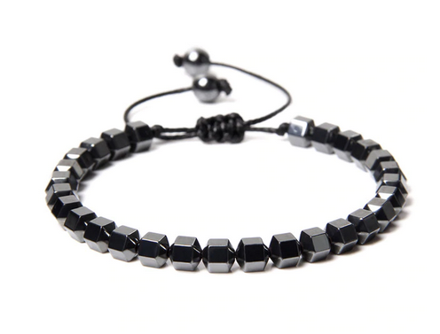 Hematit Armband med Rundkub pärlor