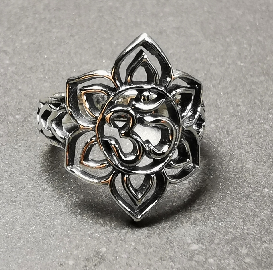 Aum Lotus Silver Ring - 2