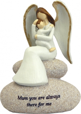 Ängel På sten  med Barn- "Mum you are always there for me"
