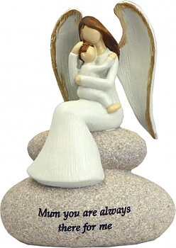 Ängel På sten  med Barn- "Mum you are always there for me"