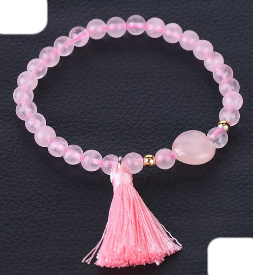 Rosenkvarts Mala Armband med tofs