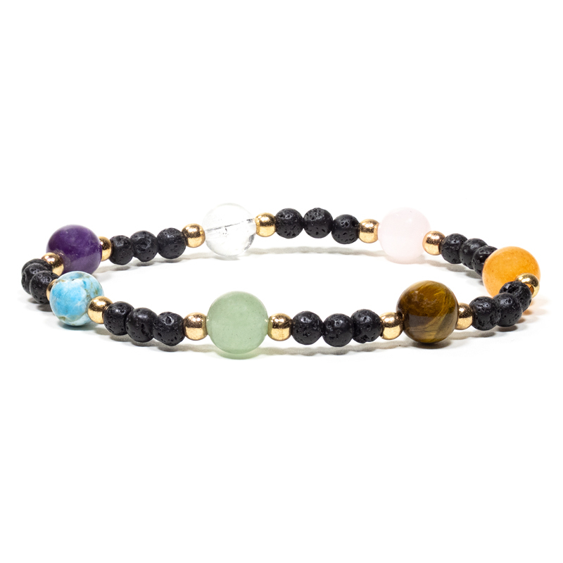 Chakra Armband med 4mm lavastenar