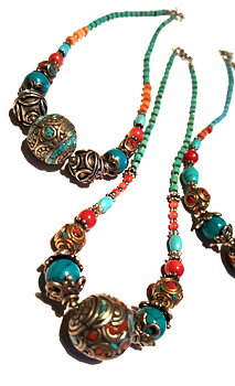 Kashmir Sten Halsband med Turkos Pärla