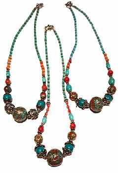 Kashmir Sten Halsband med Turkos Pärla