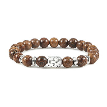 Buddha Armband - Zebraträ - 19cm