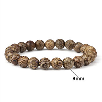 Armband  i Zebraträ - 6mm  Pärlor