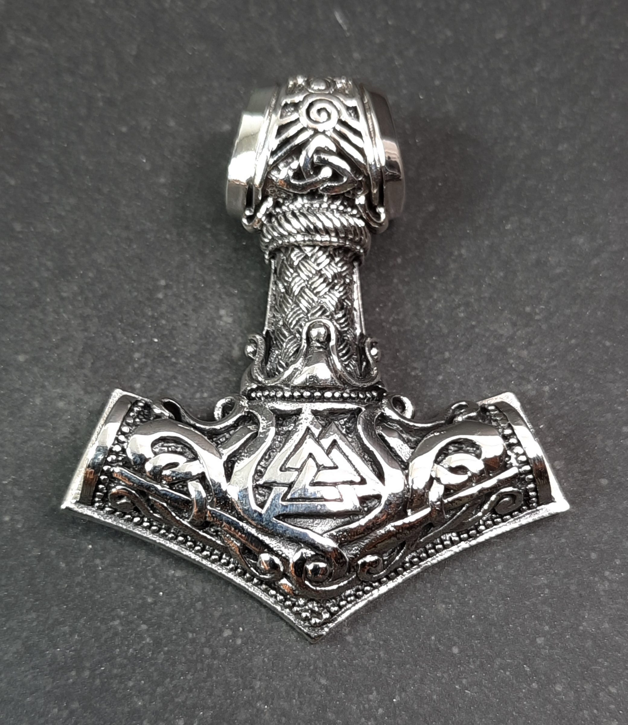 Tors hammare  med valknut Hänge i Silver 