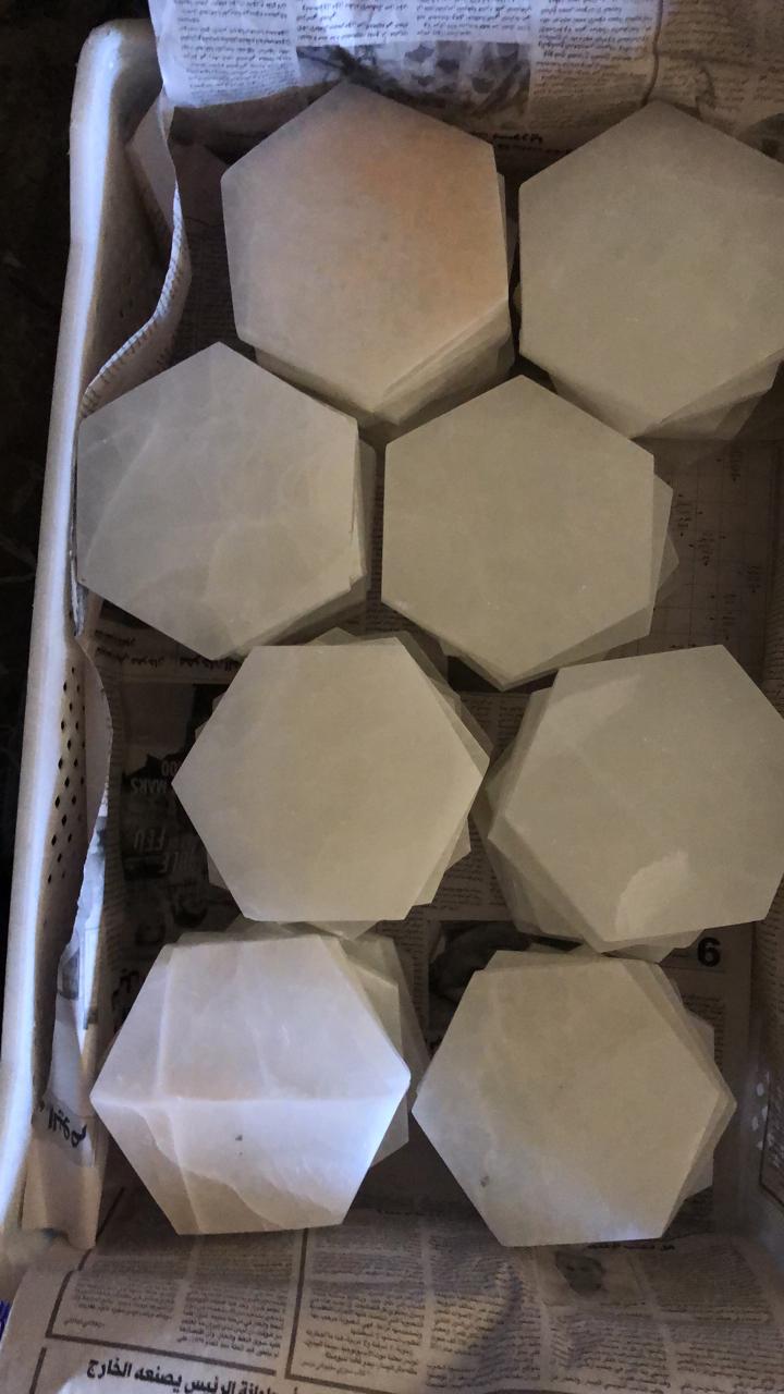 Selenit laddningsplatta (Selenite Charging Plate) Hexagon - ca 15cm  - 3
