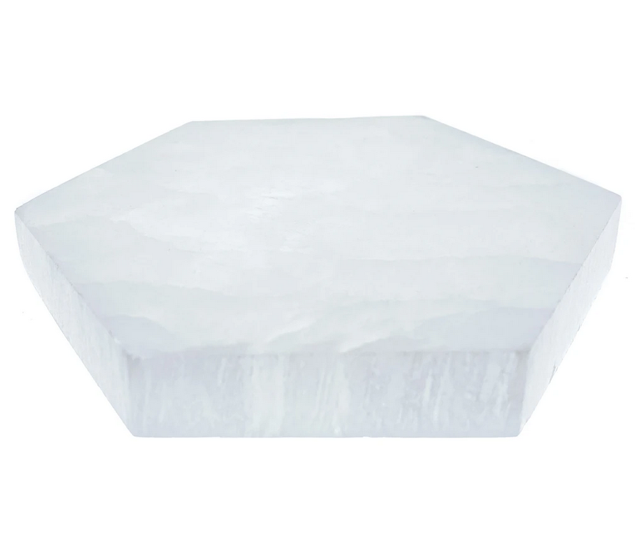 Selenit laddningsplatta (Selenite Charging Plate) Hexagon - ca 15cm 