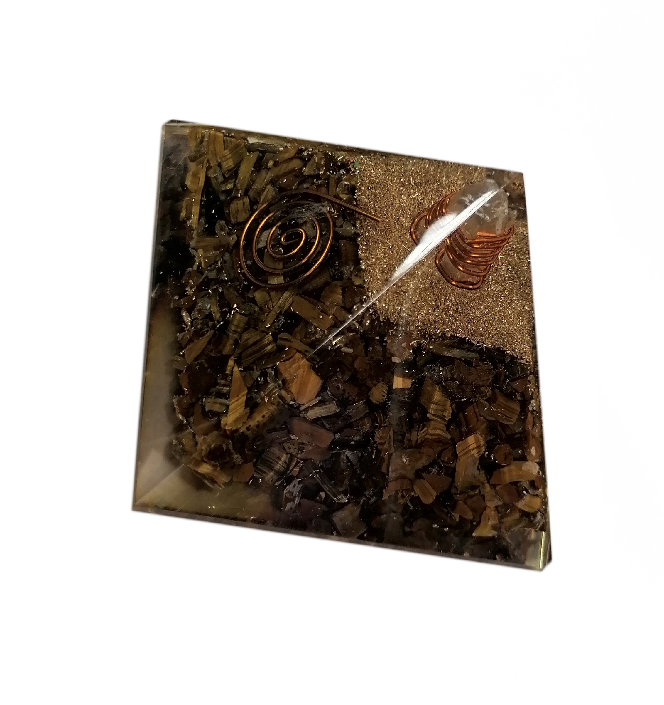 Orgonite Pyramid - Tigeröga med Koppar spiral  - 2