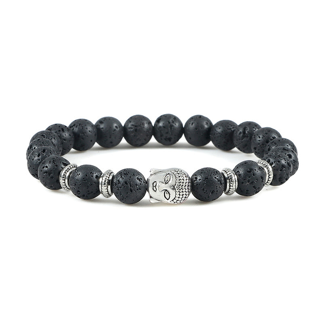 Buddha Armband -  Lavasten - 21cm