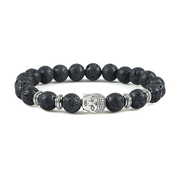 Buddha Armband -  Lavasten - 21cm