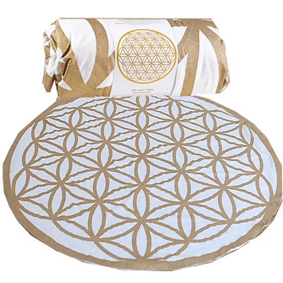 Meditationsmatta / Strandduk med Livets Blomma - Vit - 4
