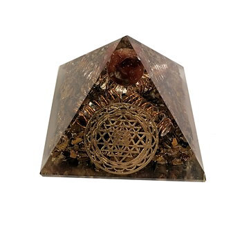 Orgonite Pyramid - Sri Yantra Generator med Tigeröga