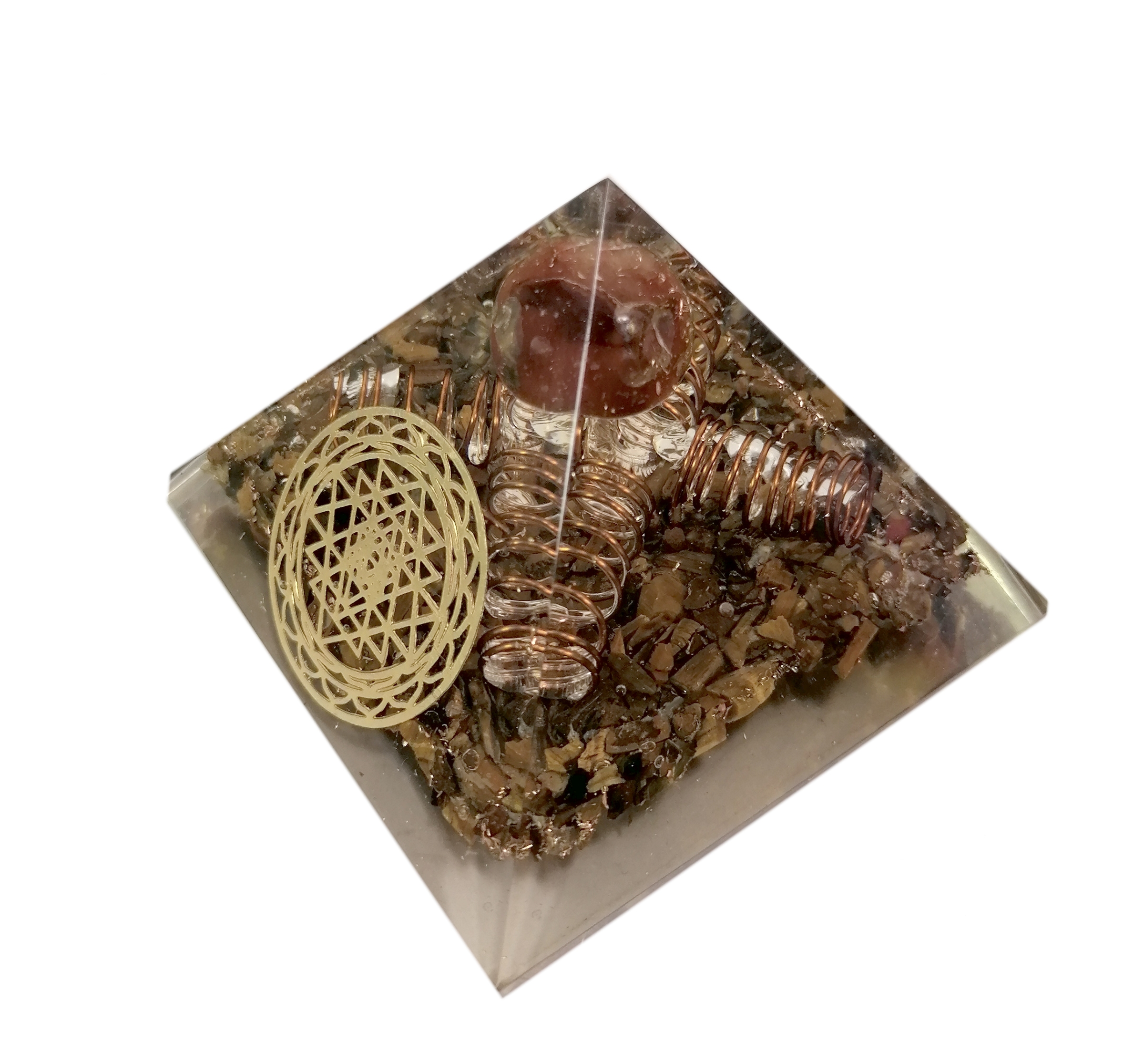 Orgonite Pyramid - Sri Yantra Generator med Tigeröga