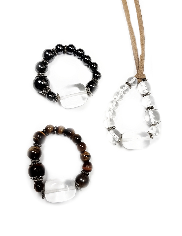 Stenring Pärla halsband med Vegansk snöre 