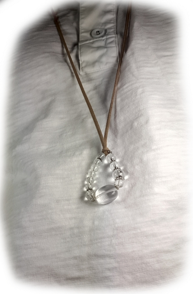 Stenring Pärla halsband med Vegansk snöre  - 3