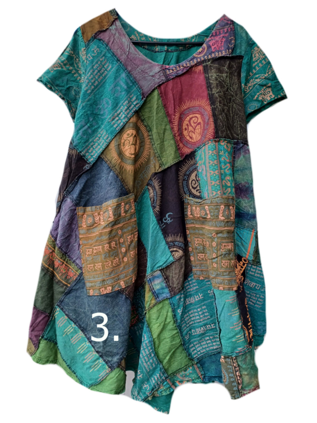 Patchwork - Klänning med kort ärm - 4