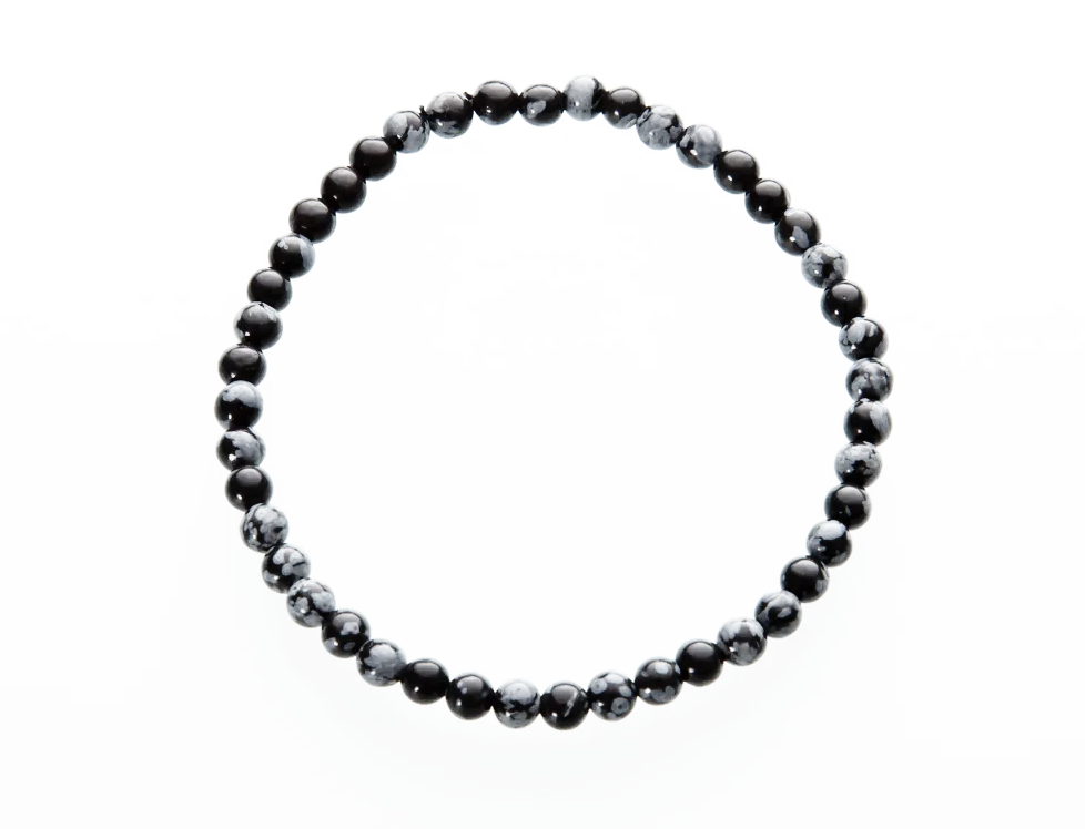 Snöflinge Obsidian Armband - 4mm Pärlor