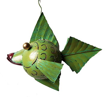 Handmålad Plåt Lime Kiss fisk  -   32cm