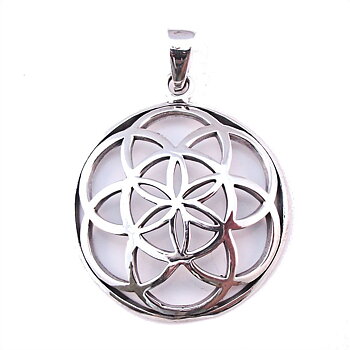 Seed of Life Blomma Silver Hänge - Domed