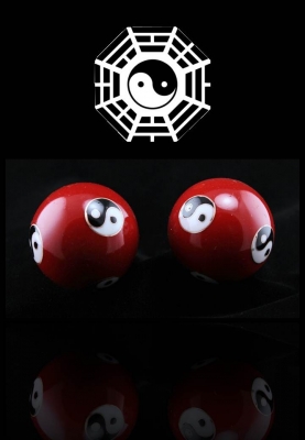 Kinesiska Hälsokulor - Röd Yin Yang - 40mm