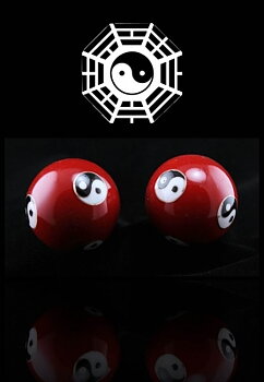Kinesiska Hälsokulor - Röd Yin Yang - 40mm