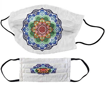Tvättbar tygmask - Rainbow Mandala - Vit