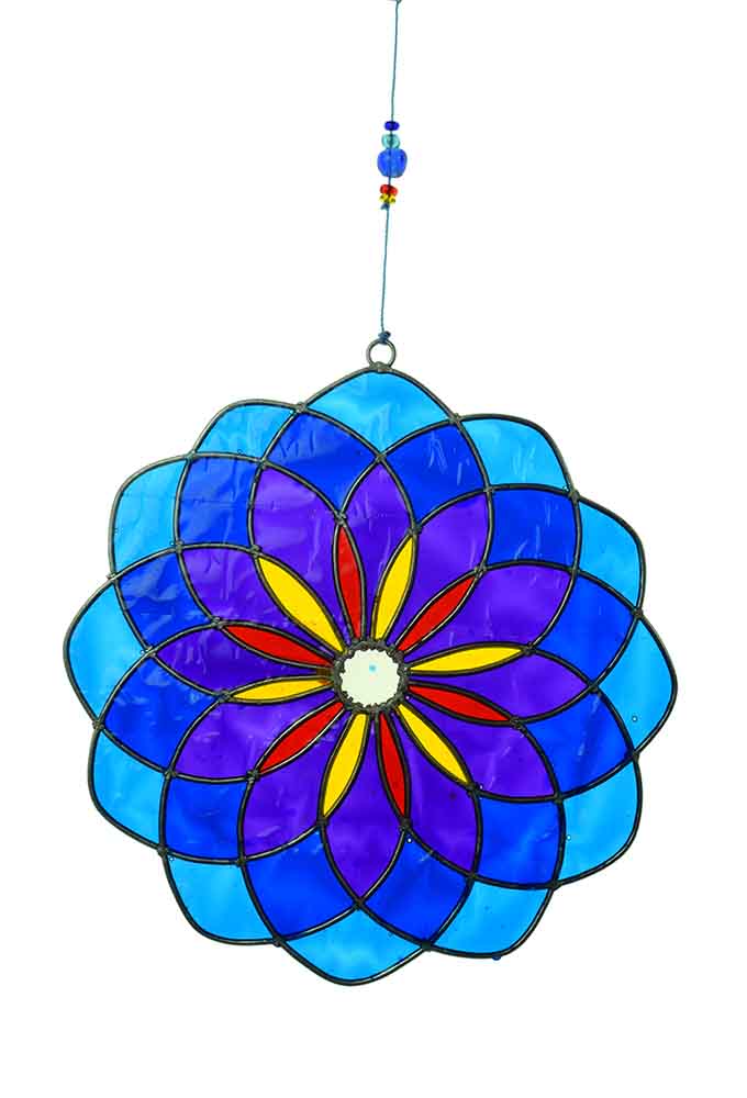 Blå Lila mix Mandala  Solfångare -  25cm