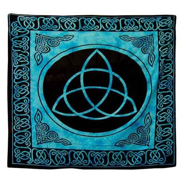 Väggbonad / Sängöverkast med Triquetra, Blå/Svart