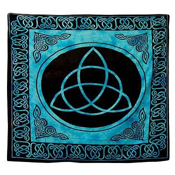 Väggbonad / Sängöverkast med Triquetra, Blå/Svart