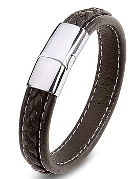 Vävd (Rope Chain)  Läder Armband  med Rostfritt stål lås