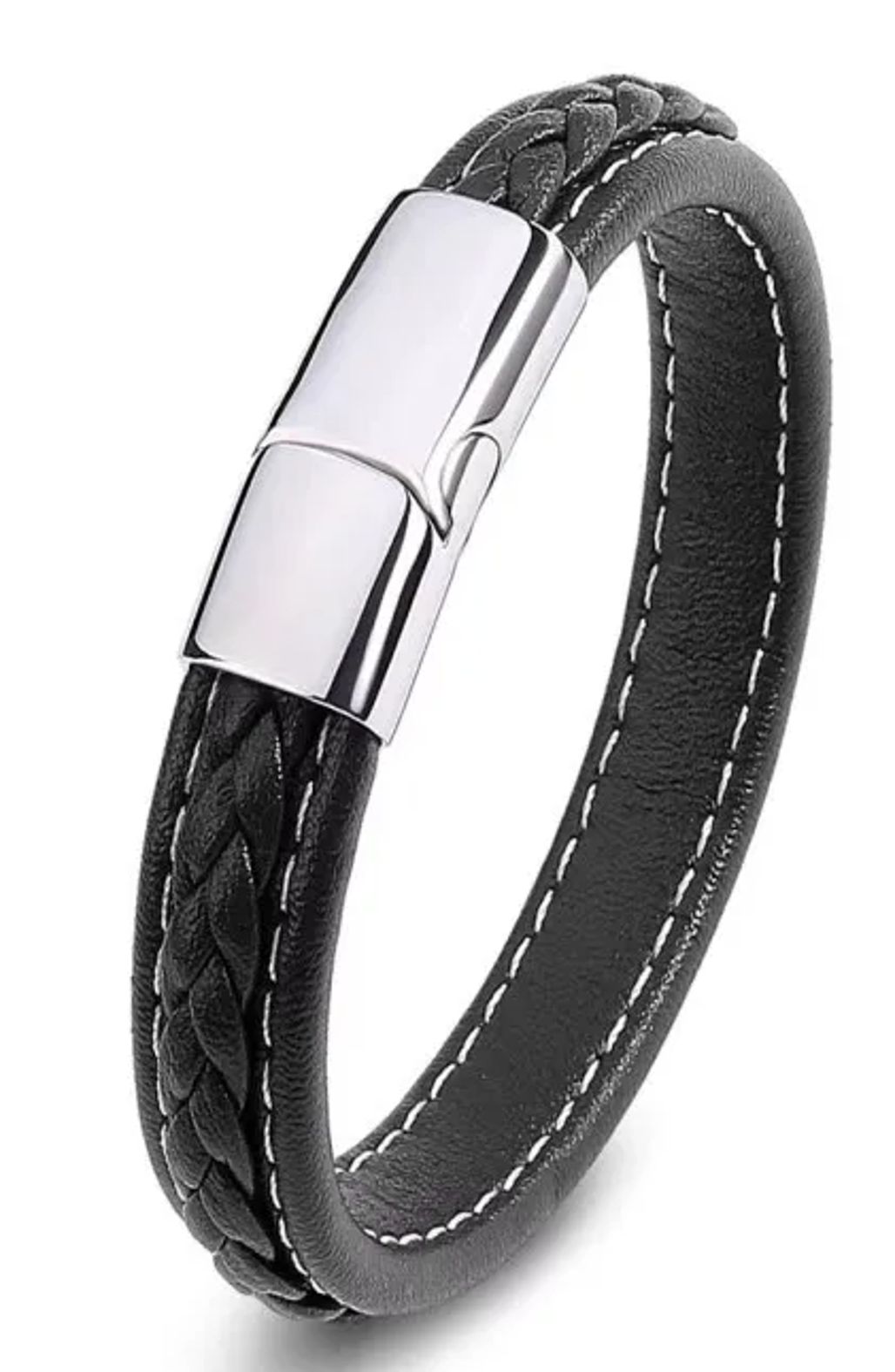 Vävd (Rope Chain)  Läder Armband  med Rostfritt stål lås