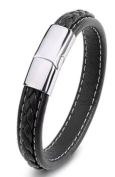 Vävd (Rope Chain)  Läder Armband  med Rostfritt stål lås