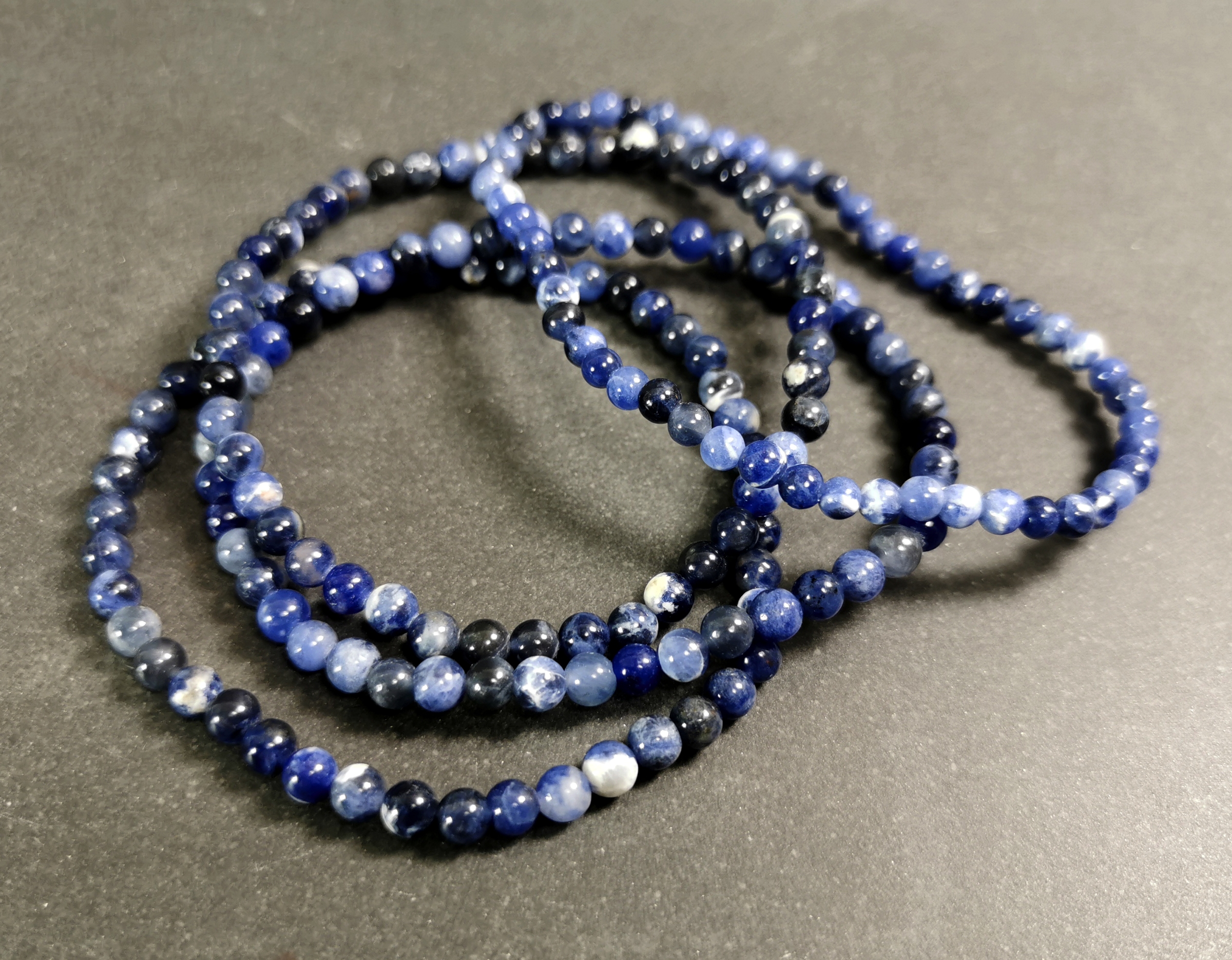 Sodalit Armband  - 5 mm Pärlor