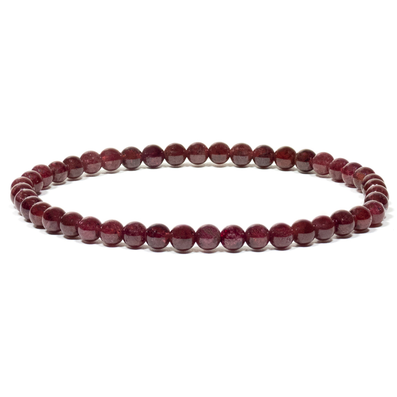 Ljus Röd Granat Armband  - 4mm Pärlor