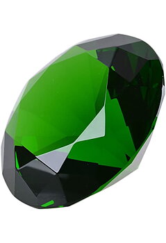 Stor Grön Glas Diamant med glasställning  -   10cm
