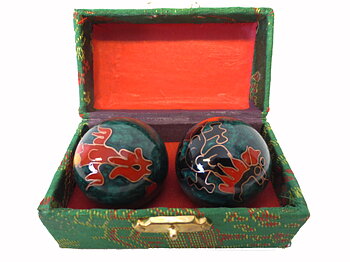 Kinesiska Hälsokulor -   Grön - Drake /Fågelfenix - 42mm