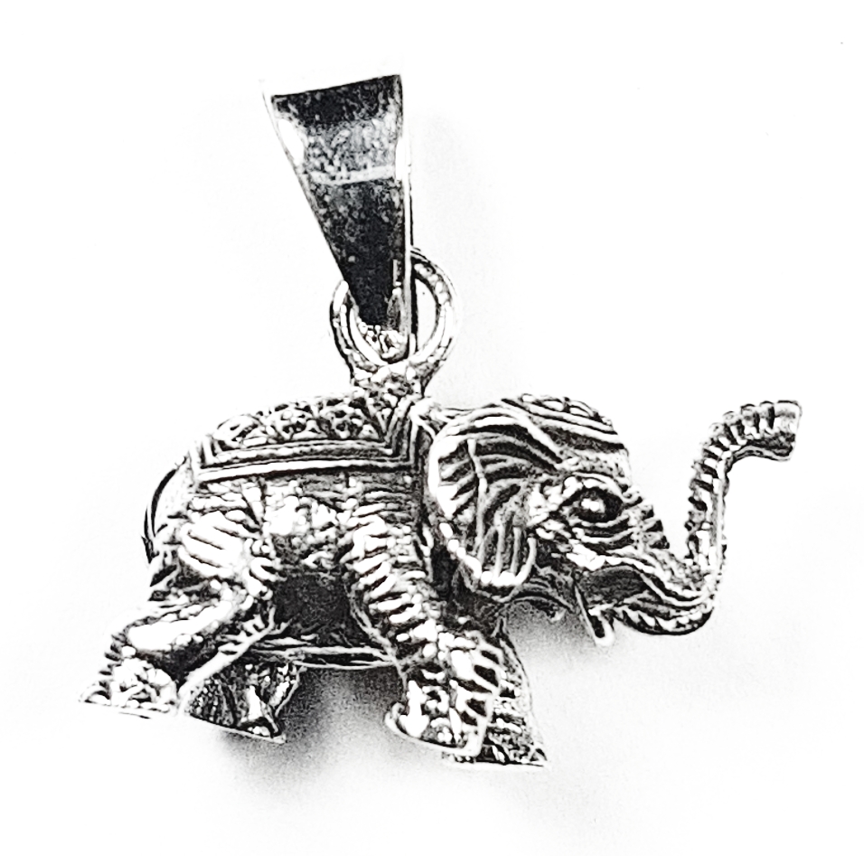 Elefant Hänge i Sterling silver  - Snabel Uppåt för lycka - 1