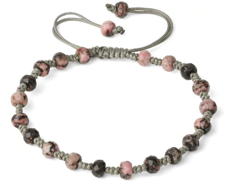 Rodonit Armband - fasett slipad, 6mm 