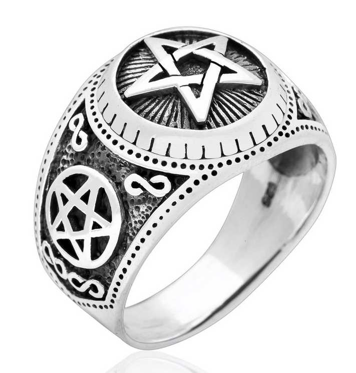 Pentagram Ring i Silver  - 3 stars
