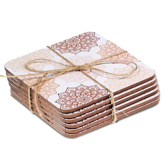  Mandala Rosa/Beige Blommor Underlägg 